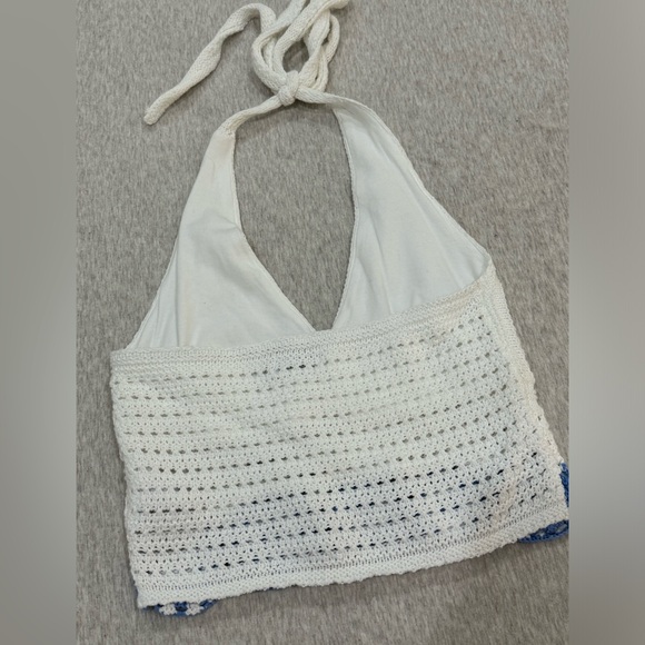 HOLISTER CROCHET BABY BLUE HALTER TOP - Picture 7 of 8